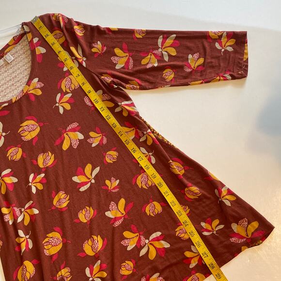 LOGO Rust Floral Mixed Print Pocket Tunic Women's Large Rust Top Lori Goldstein - Picture 8 of 8